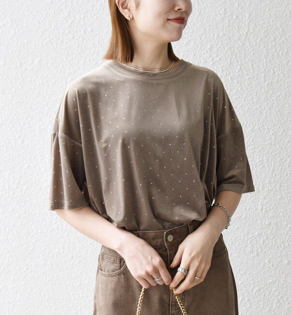 SHIPS any「《予約》SHIPS any:〈洗濯機可能〉ポリエステルベロア ラメ ドット ワイド カットソー」|Tシャツ・カットソー|