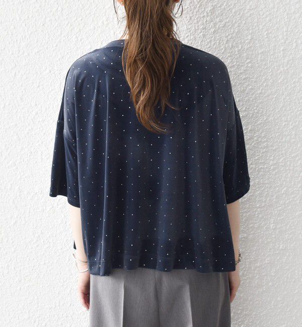 SHIPS any「《予約》SHIPS any:〈洗濯機可能〉ポリエステルベロア ラメ ドット ワイド カットソー」|Tシャツ・カットソー|