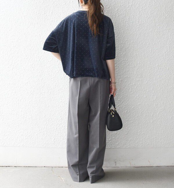 SHIPS any「《予約》SHIPS any:〈洗濯機可能〉ポリエステルベロア ラメ ドット ワイド カットソー」|Tシャツ・カットソー|