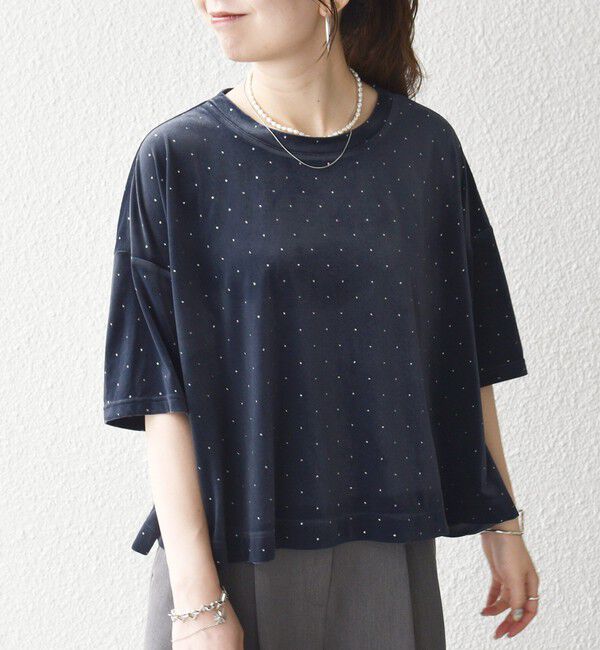 SHIPS any「《予約》SHIPS any:〈洗濯機可能〉ポリエステルベロア ラメ ドット ワイド カットソー」|Tシャツ・カットソー|