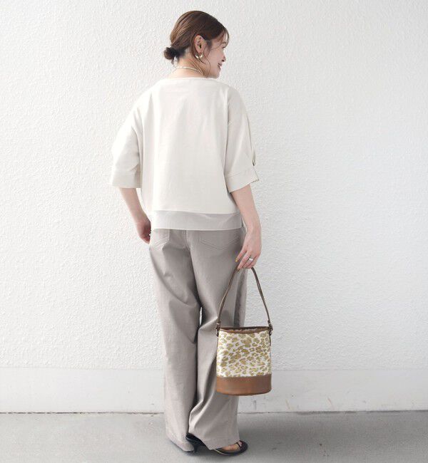SHIPS for women「〈手洗い可能〉シアー コンビ 袖 タック デザイン プルオーバー」|Tシャツ・カットソー|