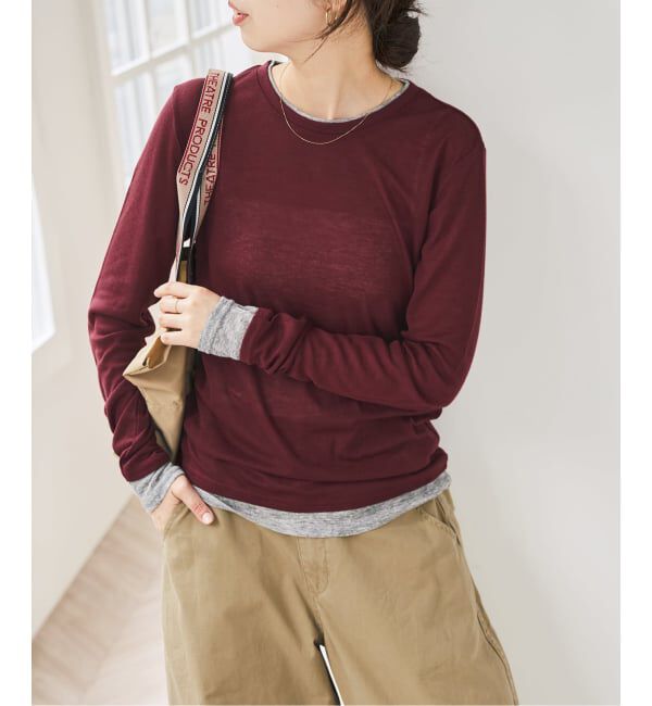 Spick and Span「《新色有り / 追加予約》シアーリブレイヤードプルオーバー」|Tシャツ・カットソー|ボルドー