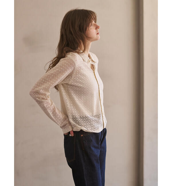  「INDIA INDUSTRY | ドットレース シャツカーディガン WOMEN」|シャツ・ブラウス|