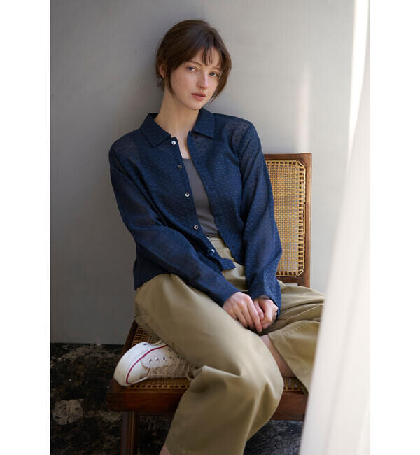  「INDIA INDUSTRY | ドットレース シャツカーディガン WOMEN」|シャツ・ブラウス|