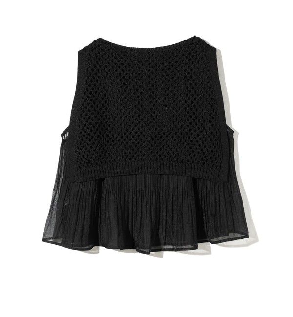 MIDIUMISOLID「MIDIUMISOLID for Ladies メッシュニットプリーツベスト」|ベスト・ジレ|