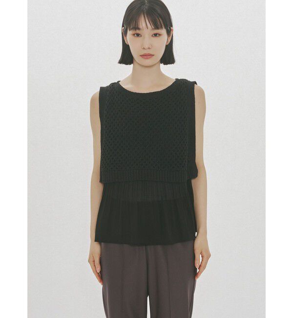 MIDIUMISOLID「MIDIUMISOLID for Ladies メッシュニットプリーツベスト」|ベスト・ジレ|