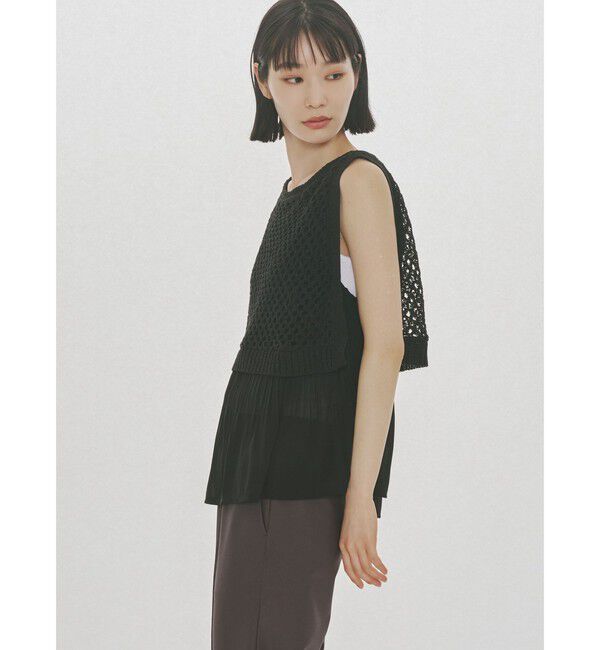 MIDIUMISOLID「MIDIUMISOLID for Ladies メッシュニットプリーツベスト」|ベスト・ジレ|