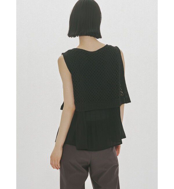 MIDIUMISOLID「MIDIUMISOLID for Ladies メッシュニットプリーツベスト」|ベスト・ジレ|