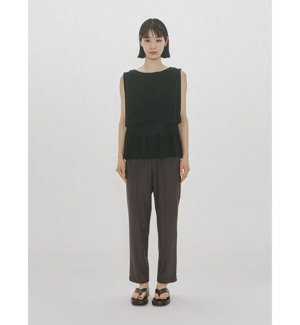 MIDIUMISOLID「MIDIUMISOLID for Ladies メッシュニットプリーツベスト」|ベスト・ジレ|