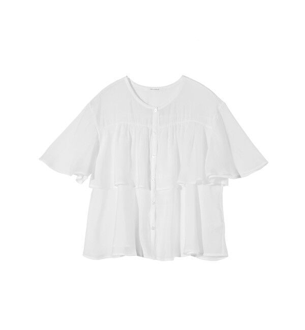 MIDIUMISOLID「MIDIUMISOLID for Ladies シアーティアードブラウス」|シャツ・ブラウス|オフホワイト