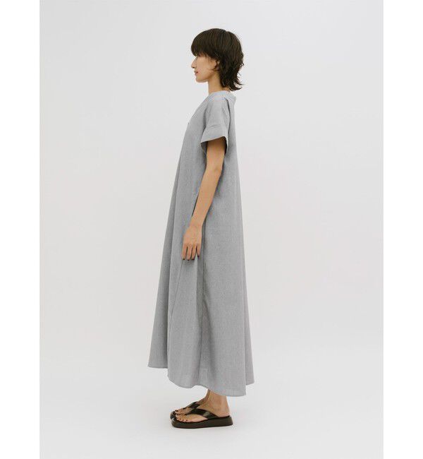 MIDIUMISOLID「MIDIUMISOLID for Ladies リネンライクVネックフレアワンピース」|ワンピース|