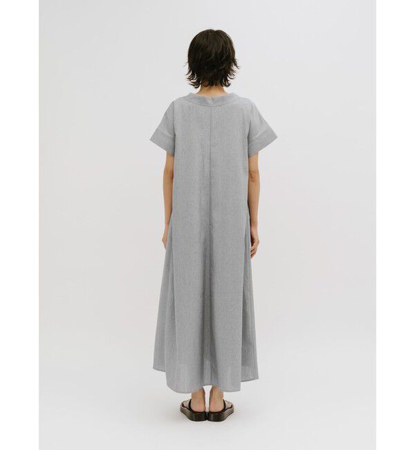 MIDIUMISOLID「MIDIUMISOLID for Ladies リネンライクVネックフレアワンピース」|ワンピース|