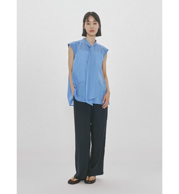 MIDIUMISOLID「MIDIUMISOLID for Ladies リボンタイノースリーブブラウス」|シャツ・ブラウス|