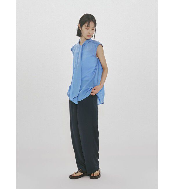 MIDIUMISOLID「MIDIUMISOLID for Ladies リボンタイノースリーブブラウス」|シャツ・ブラウス|