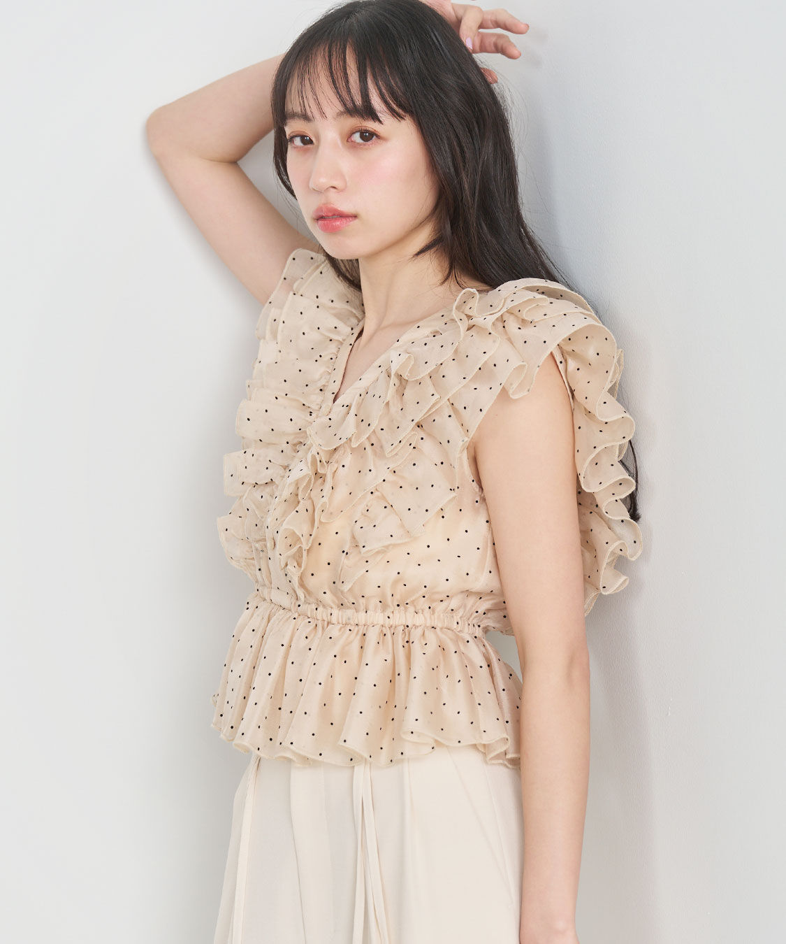 COCO DEAL「フロッキードットフリルブラウス」|シャツ・ブラウス|