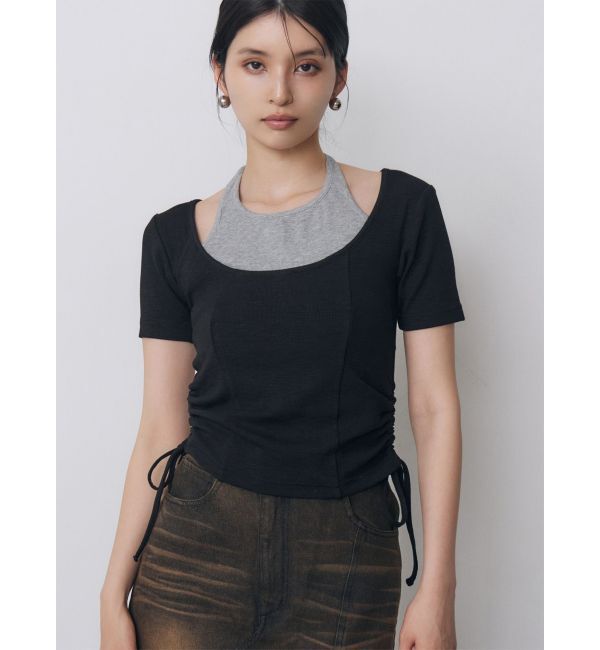 MURUA「ホルターネックシャーリングトップス」|Tシャツ・カットソー|ブラック