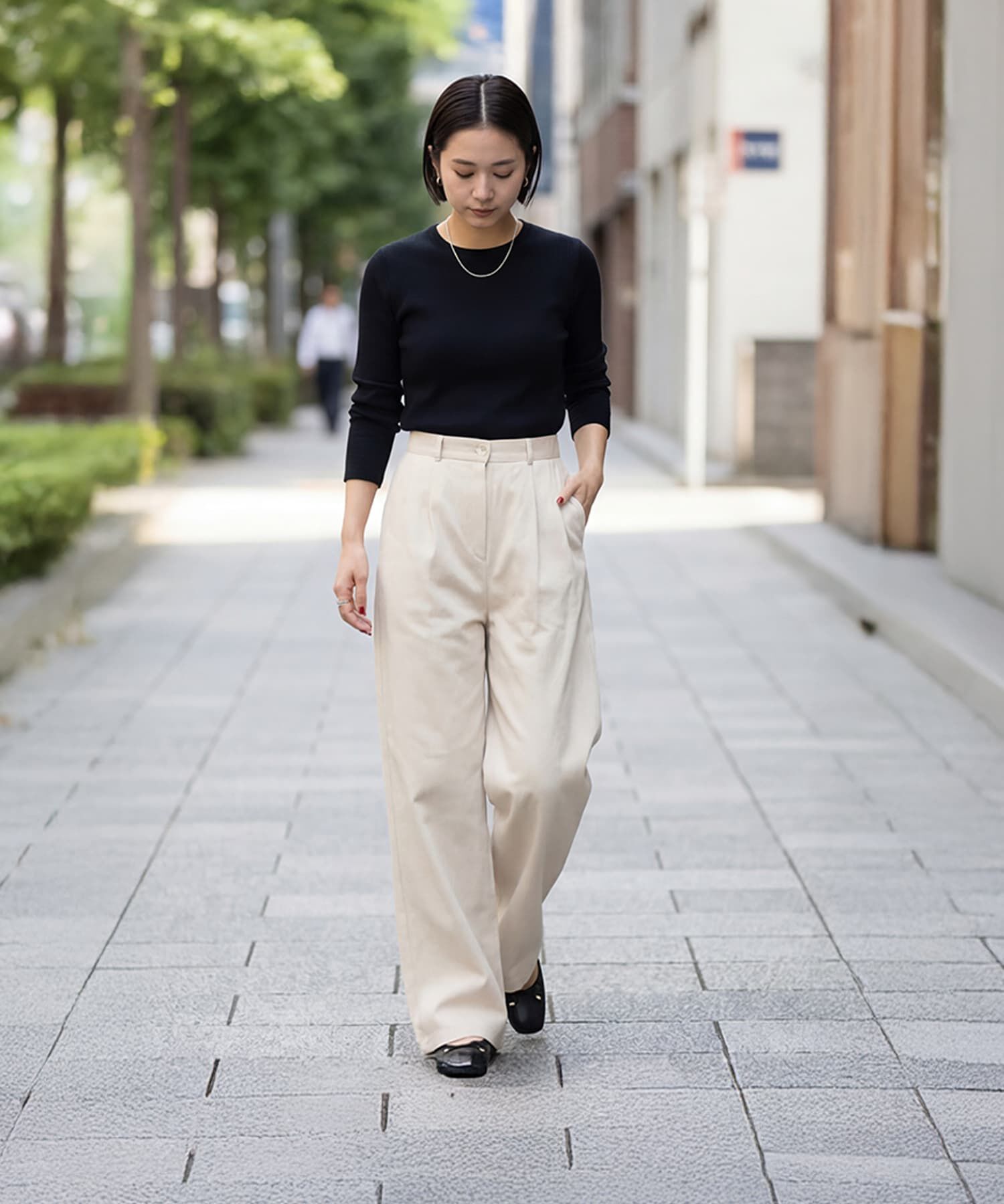 STYLE DELI「デニムライクコットンワイドパンツ」|デニム|