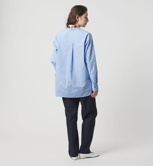 UNITED ARROWS「エンブロイダリーフラワー バンドカラー シャツ」|シャツ・ブラウス|