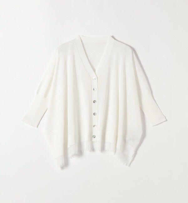 quaranciel「《予約》quaranciel:〈手洗い可能〉レース ヘム Vネック ポンチョ ニット カーディガン」|カーディガン|