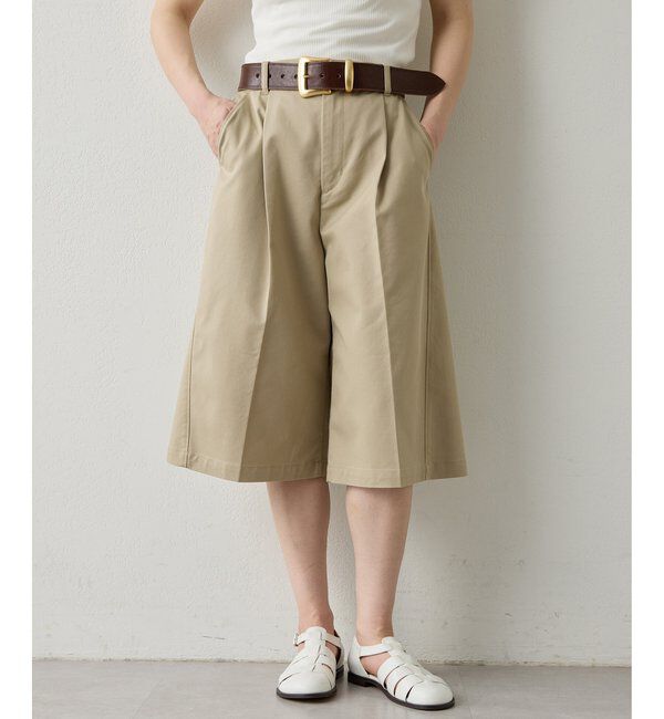 THE PAUSE「【THE PAUSE】タックハーフパンツ」|キュロット|ベージュ