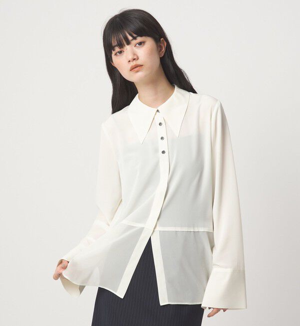 EMMEL REFINES「＜EMMEL REFINES＞EM スソキリカエ トロミ シャツ」|シャツ・ブラウス|OFF WHITE
