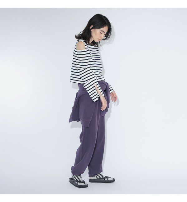 BEAMSBOY「maturely / ボーダー オープン ショルダー ロングスリーブ カットソー」|Tシャツ・カットソー|