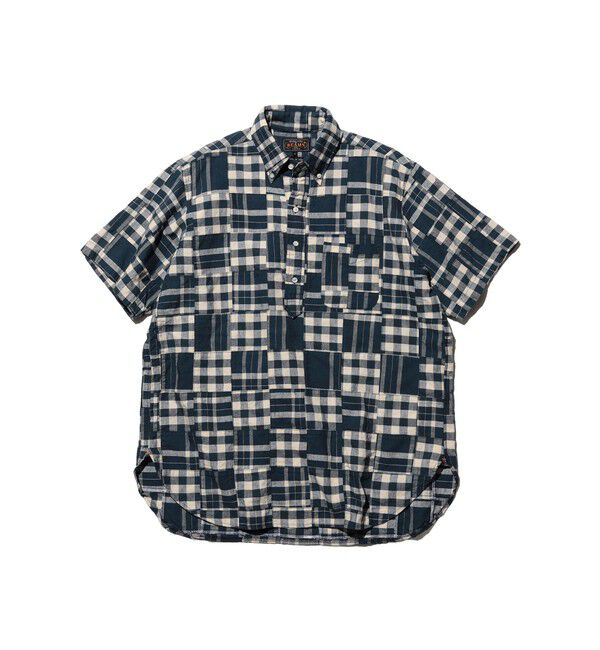 BEAMS PLUS「B.D. Pullover Classic-fit Patchwork Madras Blue」|シャツ・ブラウス|NAVY