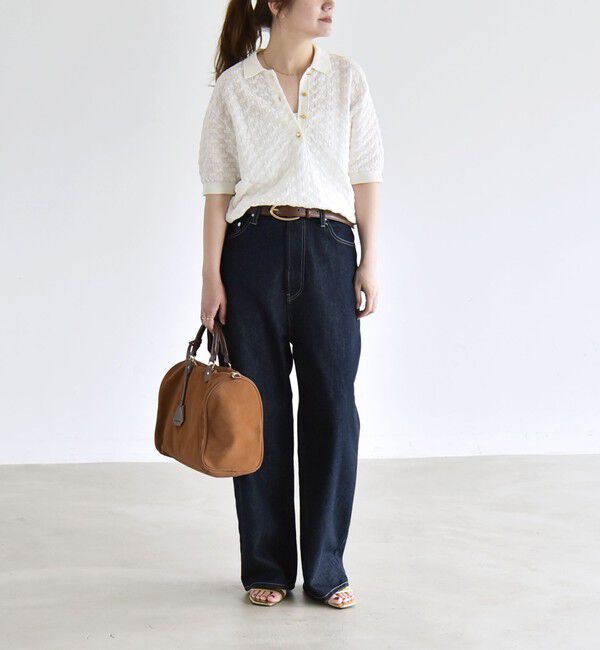 quaranciel「《追加予約》quaranciel:〈手洗い可能〉透かし編み ポロ ニット プルオーバー」|ニット・セーター|