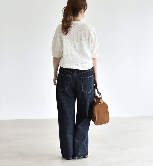 quaranciel「《追加予約》quaranciel:〈手洗い可能〉透かし編み ポロ ニット プルオーバー」|ニット・セーター|