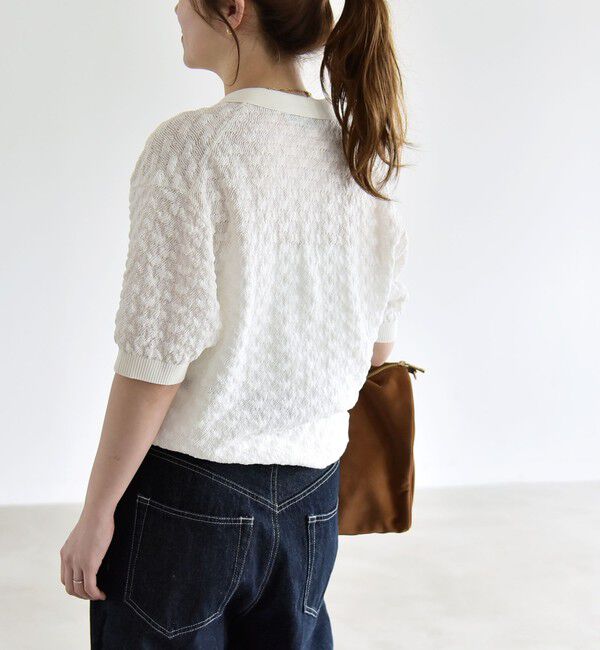 quaranciel「《追加予約》quaranciel:〈手洗い可能〉透かし編み ポロ ニット プルオーバー」|ニット・セーター|