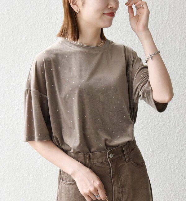 SHIPS any「《予約》SHIPS any:〈洗濯機可能〉ポリエステルベロア ラメ ドット ワイド カットソー」|Tシャツ・カットソー|