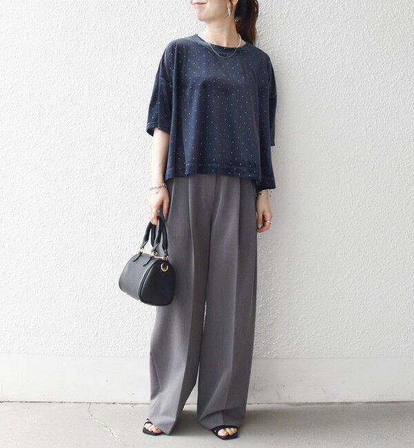 SHIPS any「《予約》SHIPS any:〈洗濯機可能〉ポリエステルベロア ラメ ドット ワイド カットソー」|Tシャツ・カットソー|