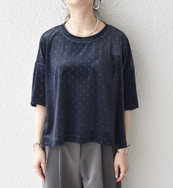 SHIPS any「《予約》SHIPS any:〈洗濯機可能〉ポリエステルベロア ラメ ドット ワイド カットソー」|Tシャツ・カットソー|