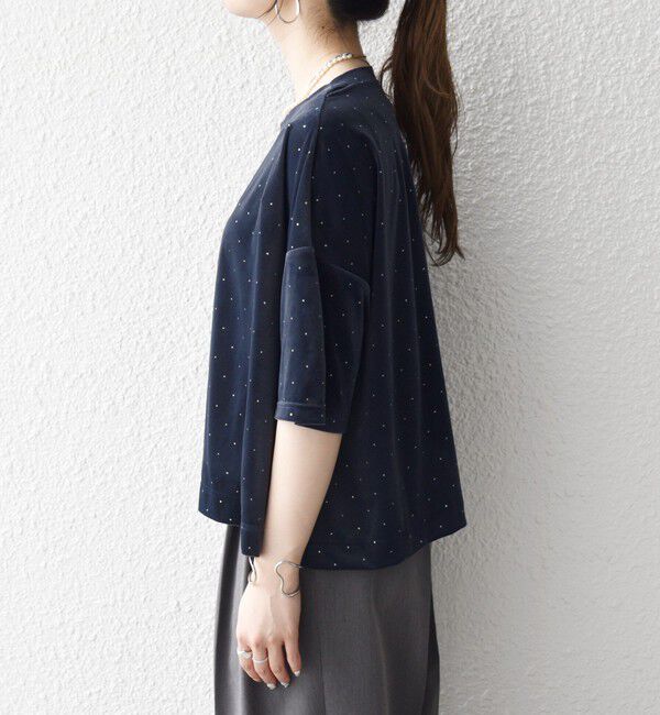 SHIPS any「《予約》SHIPS any:〈洗濯機可能〉ポリエステルベロア ラメ ドット ワイド カットソー」|Tシャツ・カットソー|