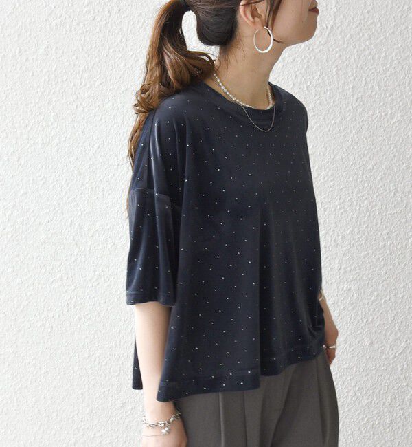 SHIPS any「《予約》SHIPS any:〈洗濯機可能〉ポリエステルベロア ラメ ドット ワイド カットソー」|Tシャツ・カットソー|