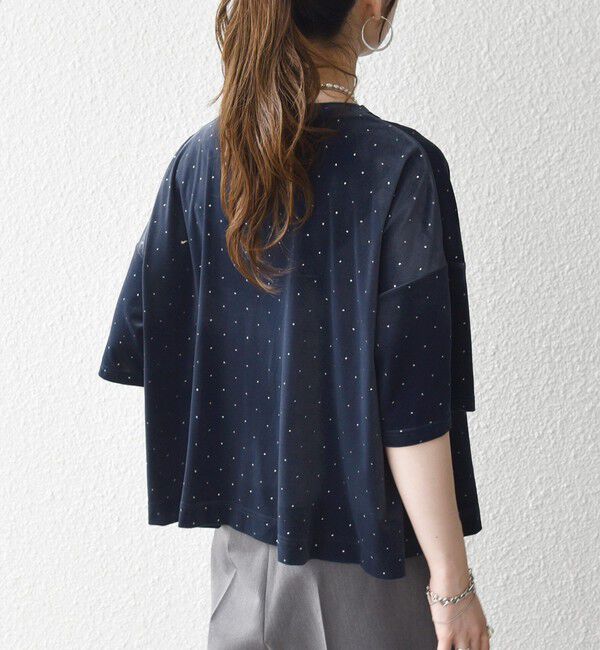 SHIPS any「《予約》SHIPS any:〈洗濯機可能〉ポリエステルベロア ラメ ドット ワイド カットソー」|Tシャツ・カットソー|