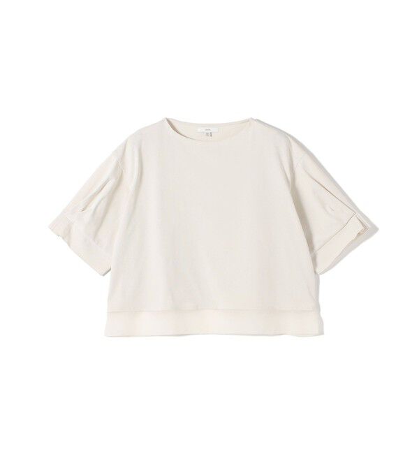 SHIPS for women「〈手洗い可能〉シアー コンビ 袖 タック デザイン プルオーバー」|Tシャツ・カットソー|