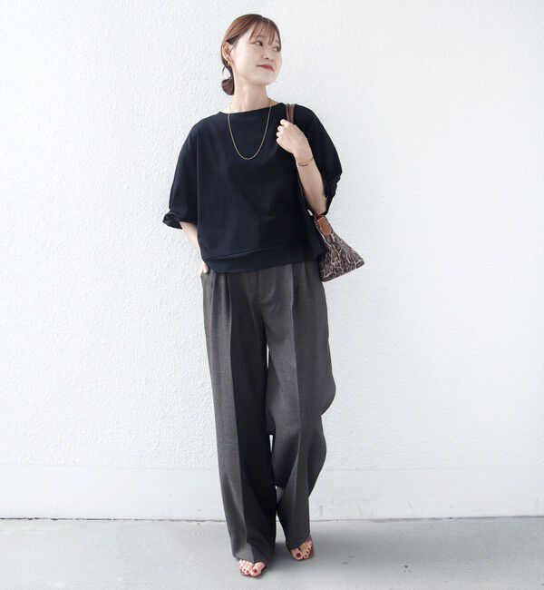 SHIPS for women「〈手洗い可能〉シアー コンビ 袖 タック デザイン プルオーバー」|Tシャツ・カットソー|
