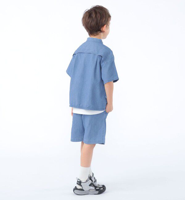 SHIPS KIDS「SHIPS KIDS:100～130cm /〈接触冷感〉ドライメッシュ デニム バンドカラー シャツ」|シャツ・ブラウス|
