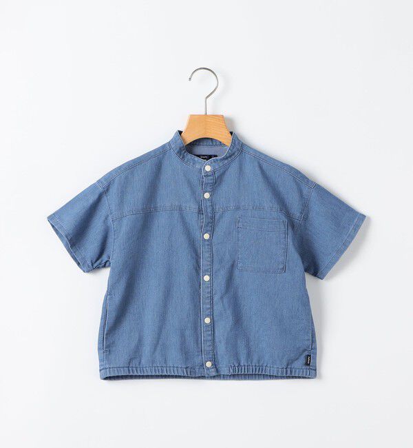 SHIPS KIDS「SHIPS KIDS:100～130cm /〈接触冷感〉ドライメッシュ デニム バンドカラー シャツ」|シャツ・ブラウス|