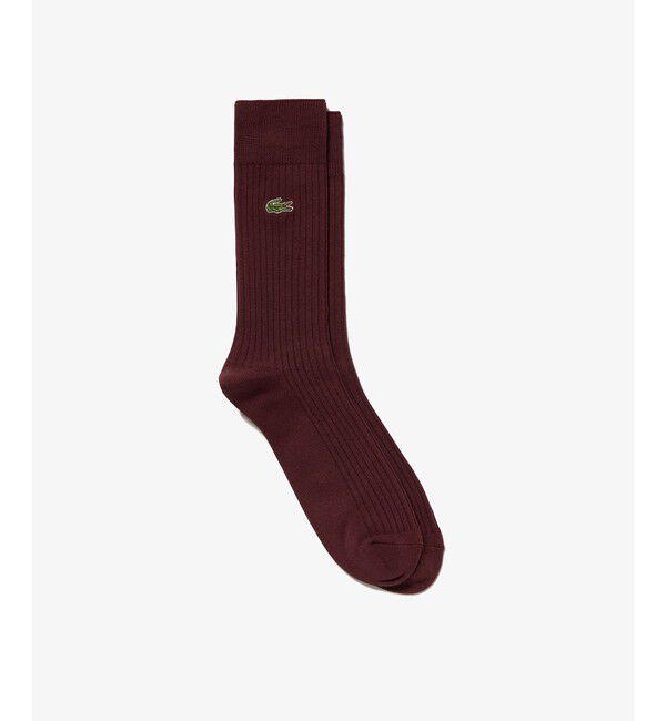 LACOSTE「クロックエンブレム3&times;2リブニットソックス」|ソックス|ワイン