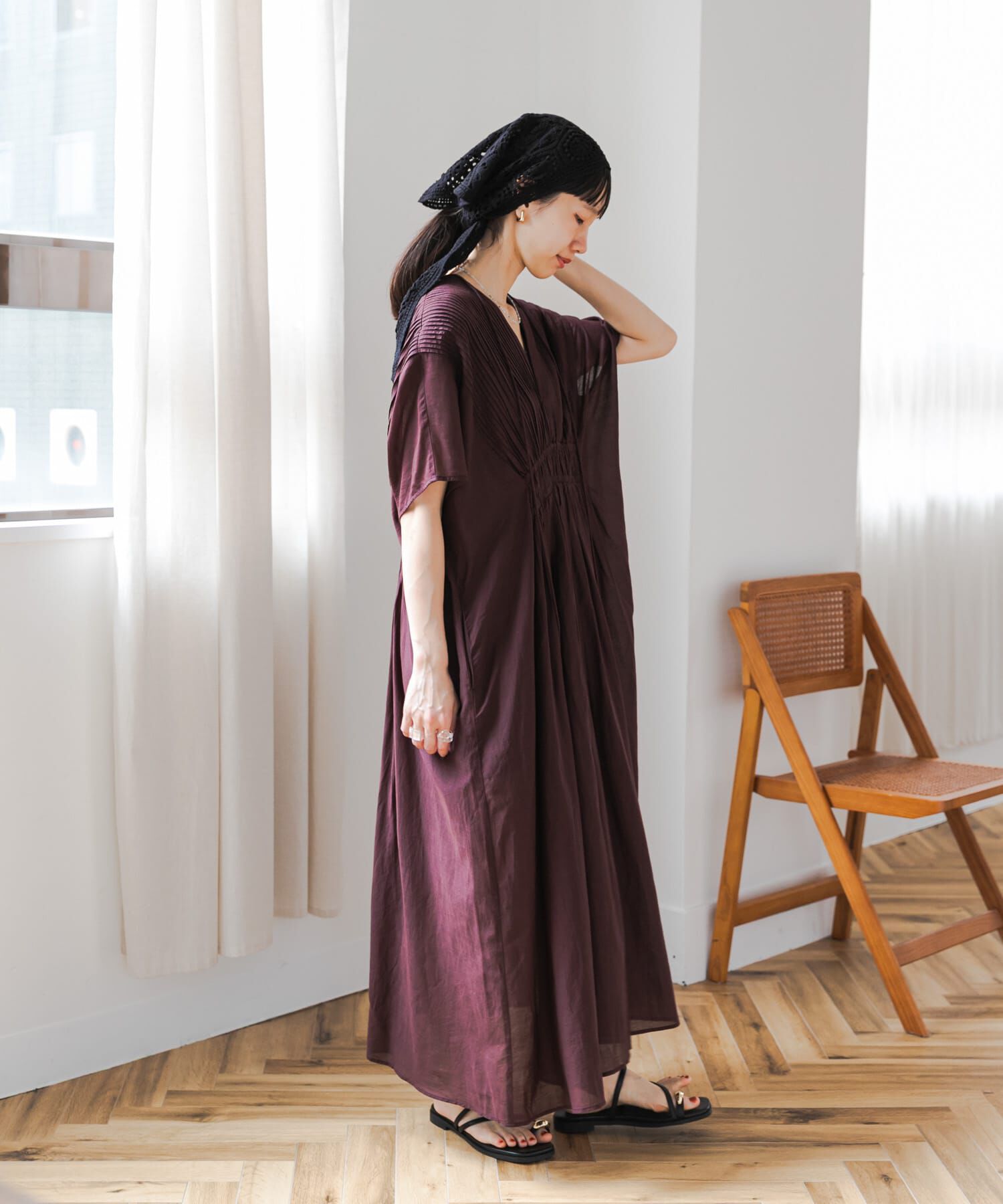 URBAN RESEARCH DOORS「ピンタックギャザーワンピース」|ワンピース|