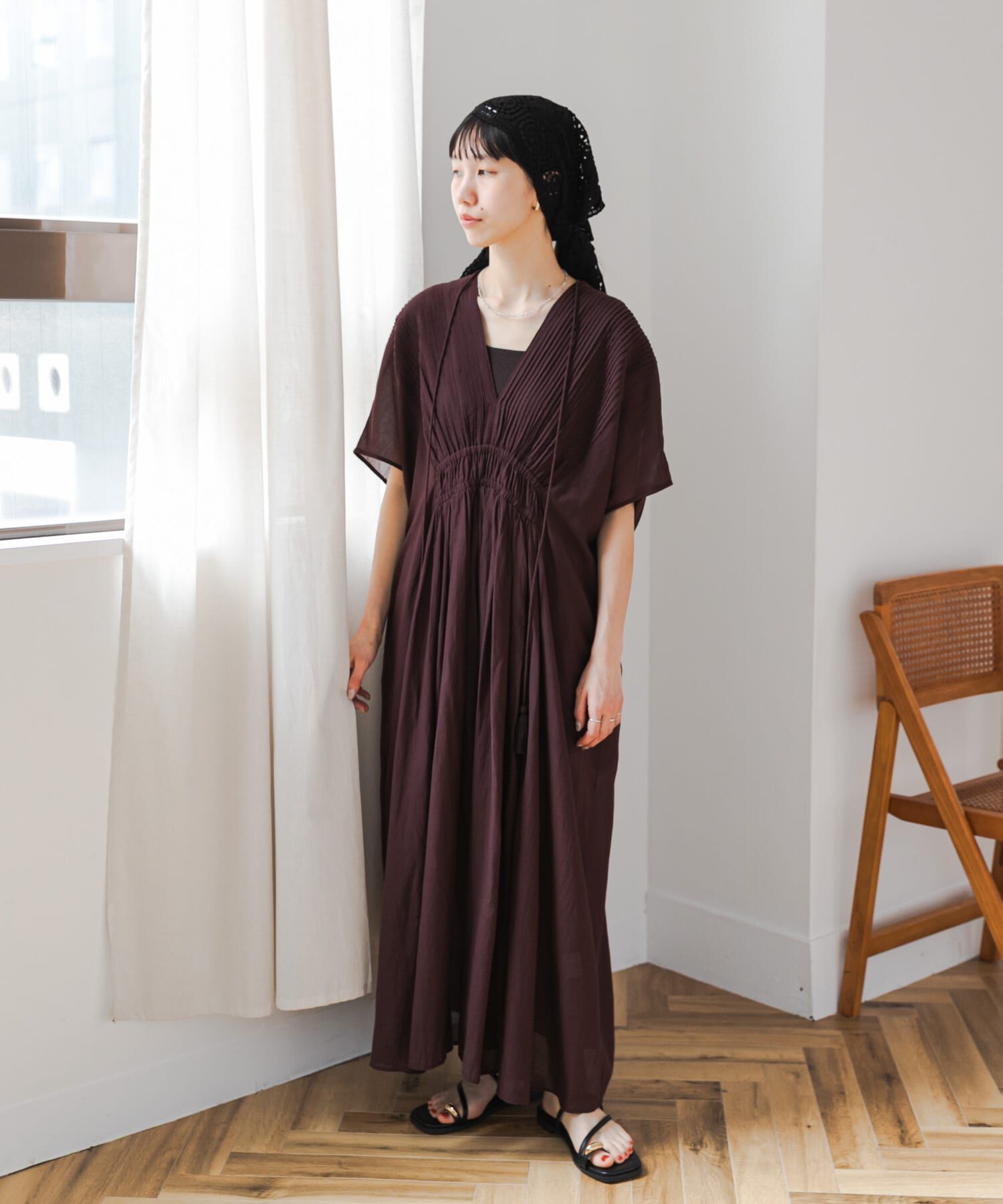 URBAN RESEARCH DOORS「ピンタックギャザーワンピース」|ワンピース|