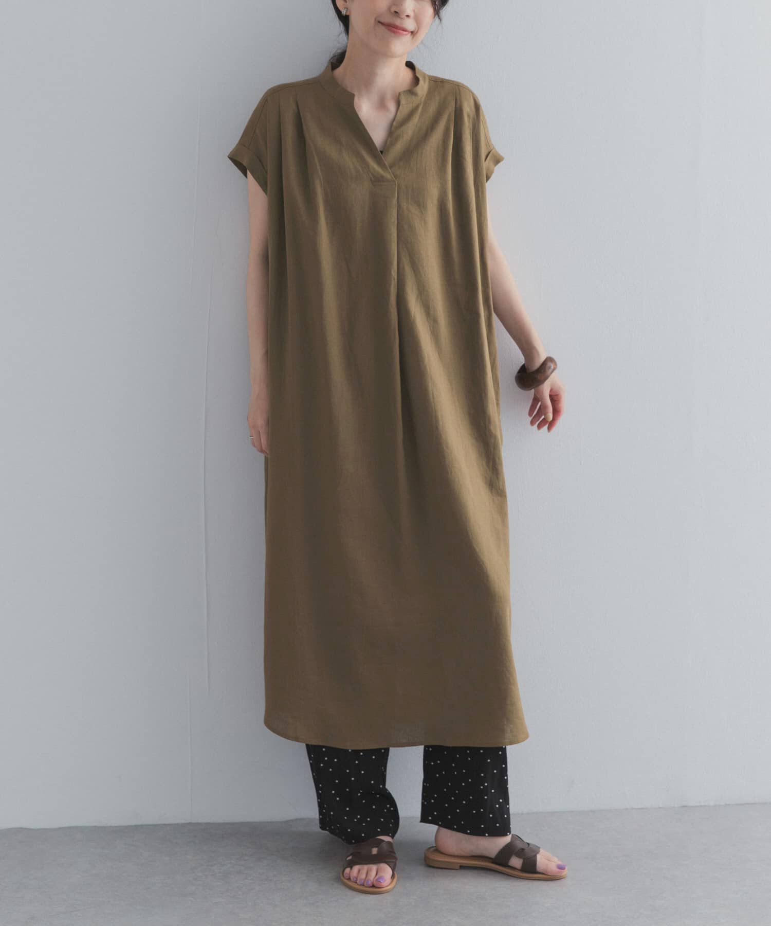 URBAN RESEARCH DOORS「リネンレーヨンスキッパーフレンチワンピース」|ワンピース|
