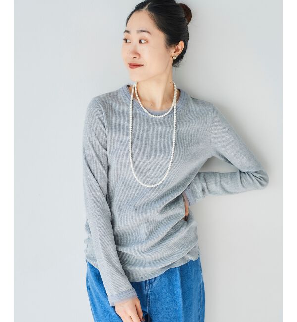 le.coeur blanc「ラメリブカットソー」|Tシャツ・カットソー|L／グレー