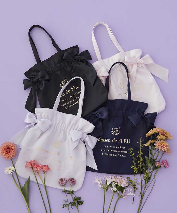 Maison de FLEUR「【A4対応】ダブルリボンギャザートートバッグ」|トートバッグ|