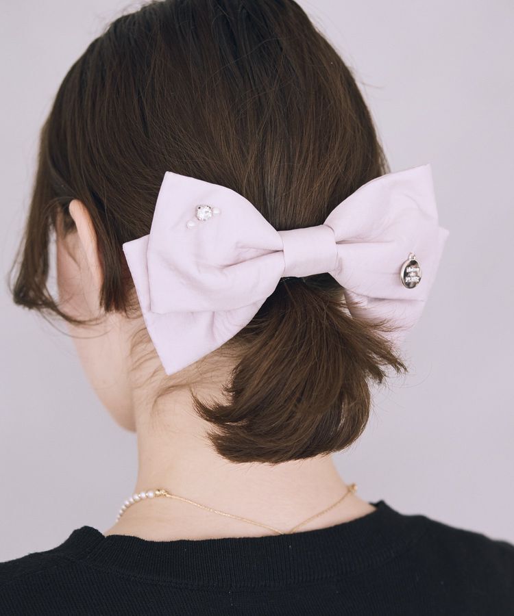 Maison de FLEUR「リボンマニアビジューサテンバレッタ」|その他|ピンク