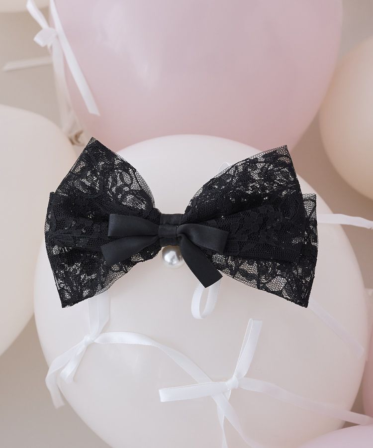 Maison de FLEUR「リボンマニアパールサテンレースバレッタ」|その他|