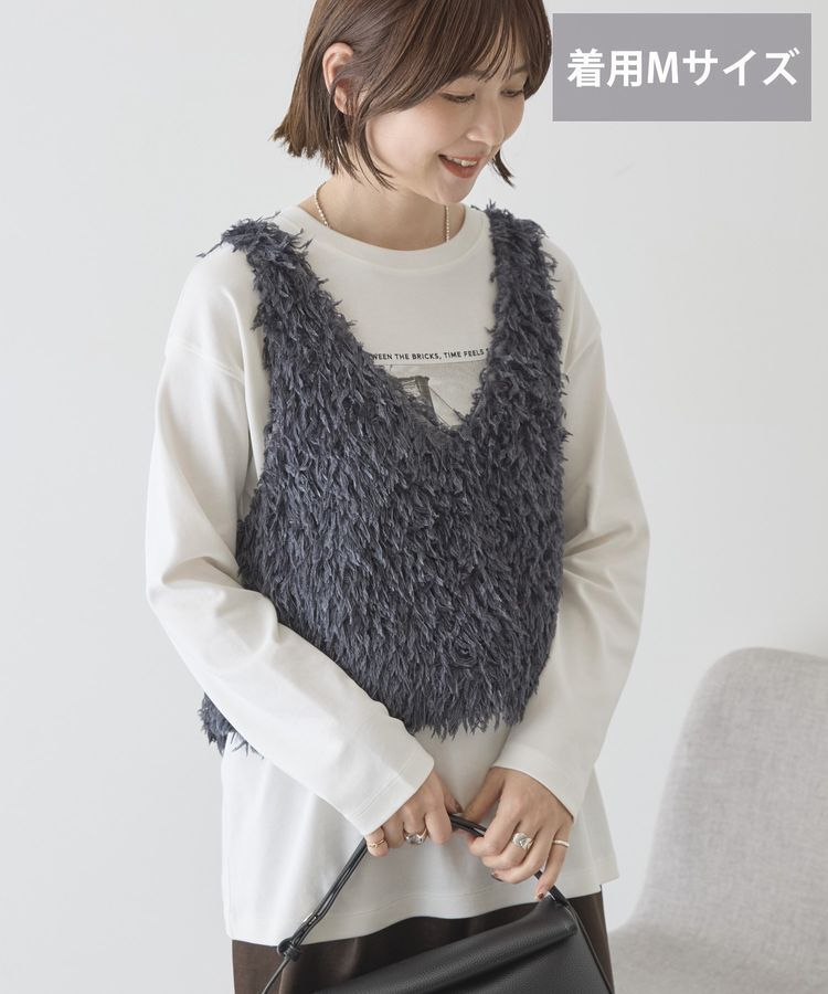 AMERICAN HOLIC「【選べる丈】フェザーVネックベスト」|ベスト・ジレ|Charcoal Gray