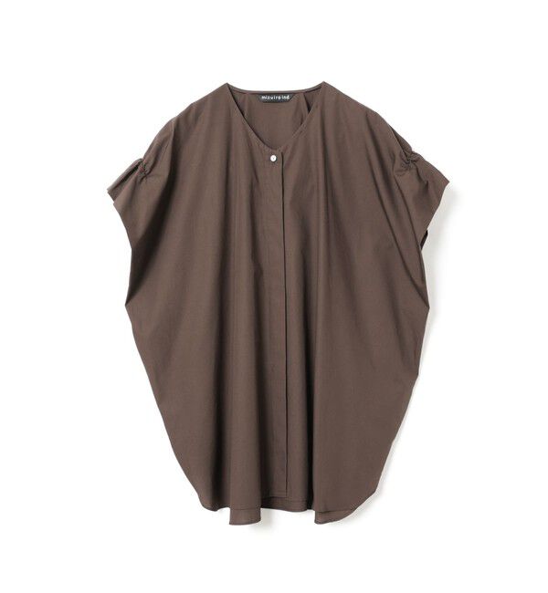 mizuiro ind「mizuiro ind Vネックワイドチュニックシャツ」|シャツ・ブラウス|ブラウン